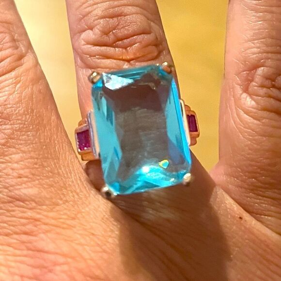 Last one! Main Event Aquamarine and pink topaz in rose gold Statement cocktail 7 - Picture 11 of 11